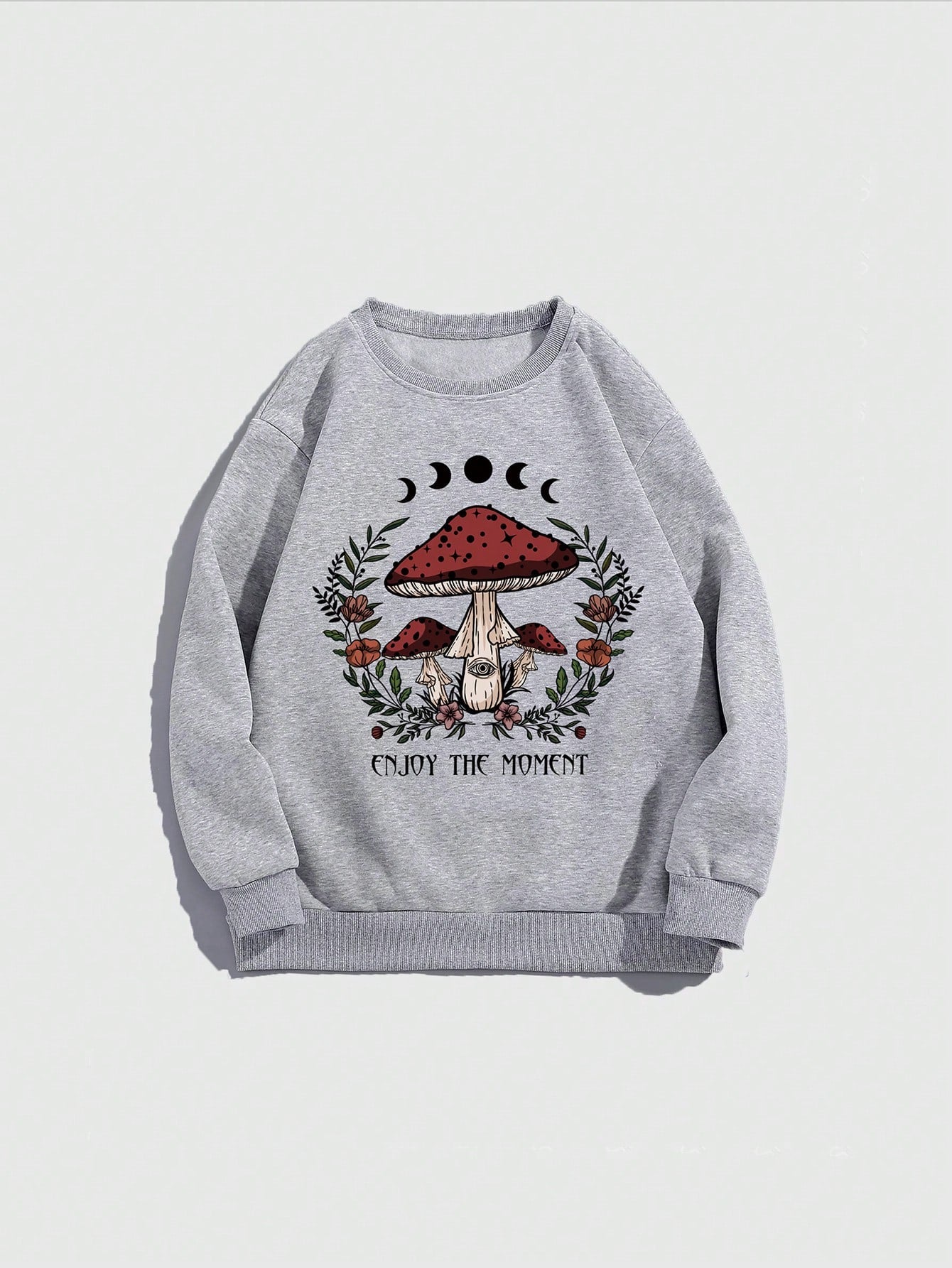 Upgrade your wardrobe with our Retro Mushroom Print Goth Crew Neck Sweatshirt. The perfect addition for those who embrace eclectic style. Made with high-quality fabric for a comfortable fit and featuring a unique retro mushroom print, this sweatshirt will surely make a statement. Stand out in style and embrace your individuality.