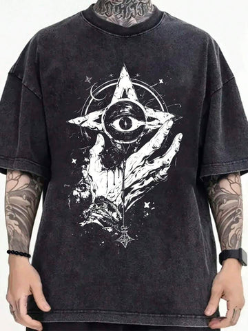 Embrace summer vibes with this playful Retro Mysterious Eyes & Stars T-Shirt. Crafted from soft, breathable cotton, it keeps you cool during all your outdoor adventures. The quirky eye and star print adds a fun, mysterious twist to your casual look, making it perfect for sunny days filled with fun and curiosity.