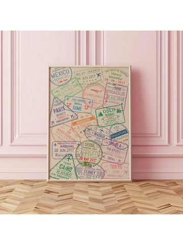 Bring a dash of wanderlust to your space with this Retro Passport Stamps Wall Art. Featuring a playful collection of vintage travel stamps, this canvas print turns any bedroom or living room into an adventurous getaway. Perfect for dreamers and globe-trotters, it adds unique character and a fun, nostalgic vibe to your decor. Let your walls tell stories of far-off places and inspire your next journey!