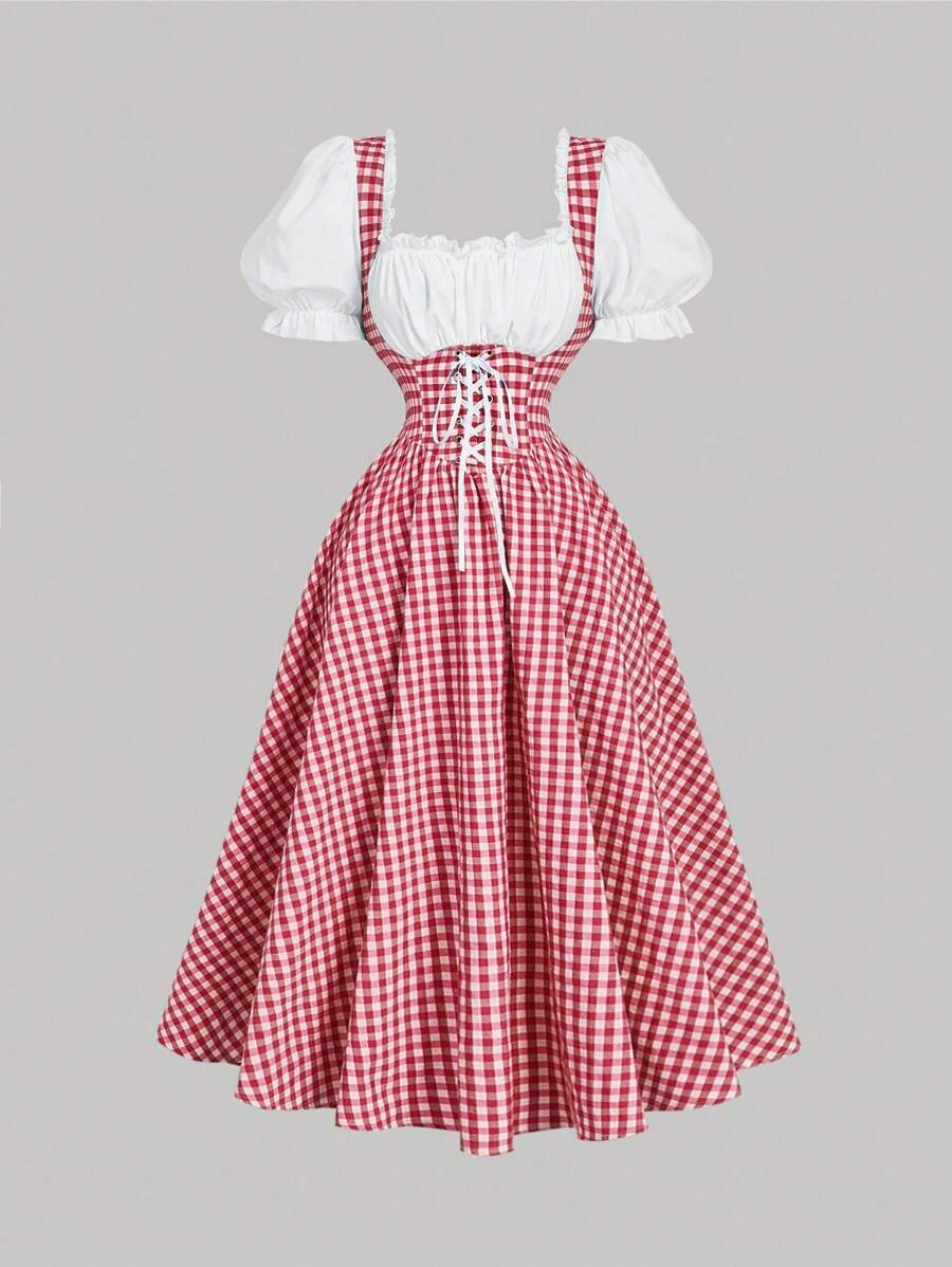 Embrace vintage charm with this striking red plaid patchwork dress, a versatile piece that seamlessly transitions from casual summer getaways to relaxed weekend gatherings. The thoughtfully mixed plaid panels create visual interest while the relaxed silhouette offers comfortable all-day wear. Crafted with boho sensibilities, this dress celebrates artisanal patchwork construction that adds character and individuality to your wardrobe. The classic red palette pairs effortlessly with your existing pieces, maki