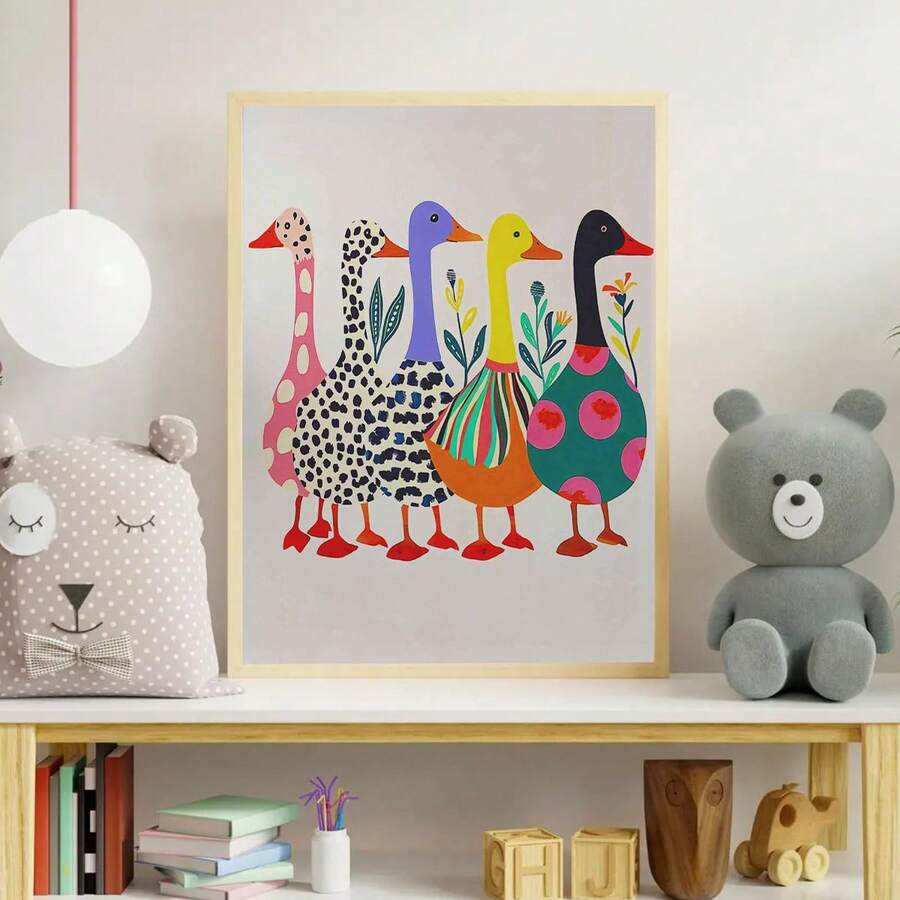 Bring playful coastal vibes to your little one's room with this charming retro surfing bear canvas wall art. Featuring a fun, cartoon-style design in vibrant multicolors, this framed piece captures the spirit of beach-themed adventure perfect for toddler boys' nurseries and bedrooms. The durable chemical fiber canvas is built to last, while the ready-to-hang frame makes installation effortless. Whether you're decorating for a themed party, holiday celebration, or creating a cozy everyday space
