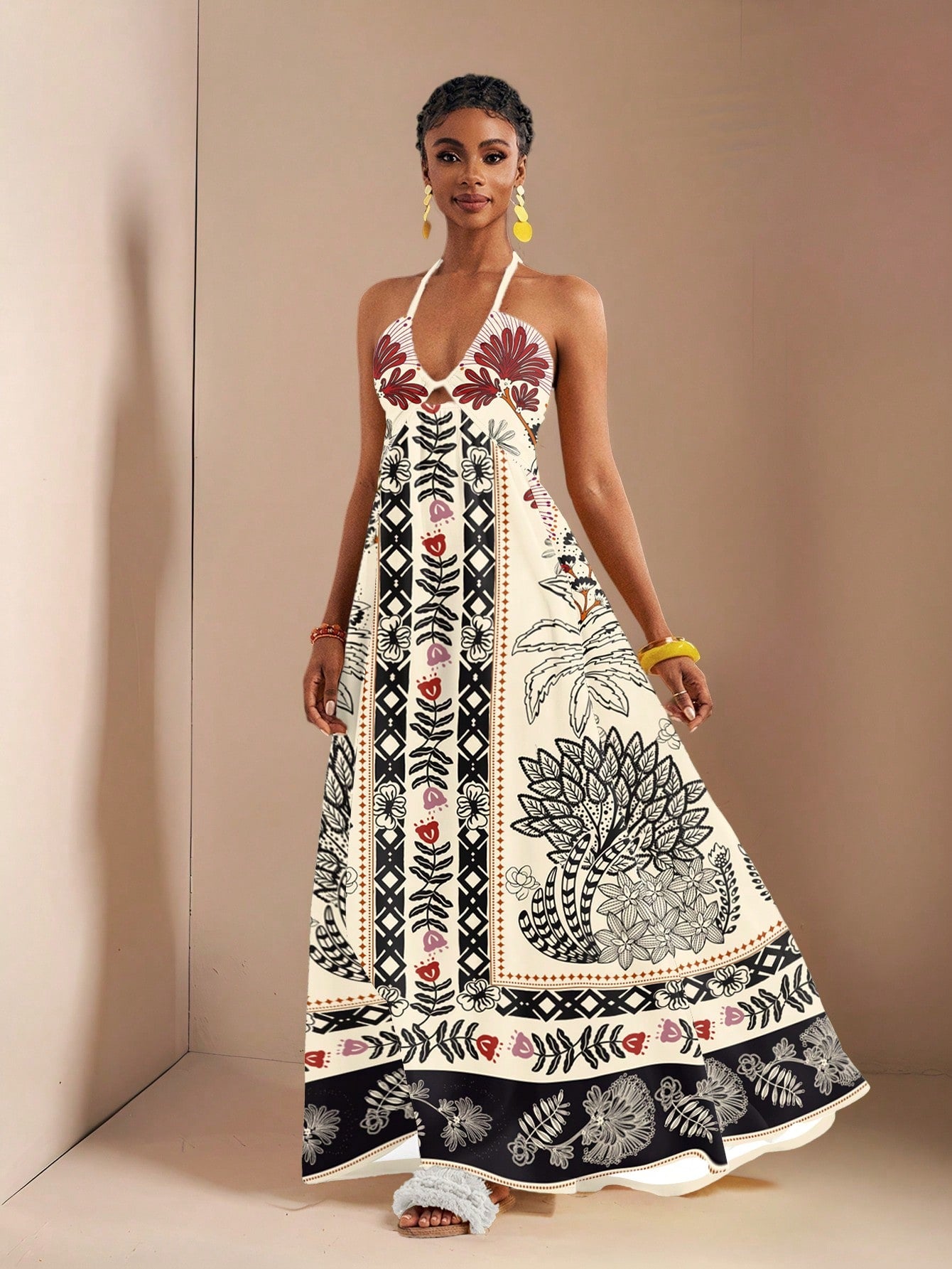 summer backless maxi dresses Retro Vibes, Modern Charm: Drawstring Halter Dress with High Split & Flared Hem for Jackie O Belted Dress and an empire waist caplet Color:GRAPHITE