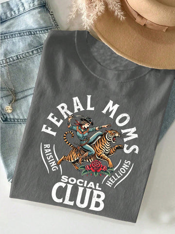 Join the Retro Wild Mom Social Club with this stylish t-shirt, perfect for any mom looking to add a fun twist to her wardrobe! Makes a great gift for the moms in your life who love to stand out with a touch of retro flair. Let's get wild, moms!