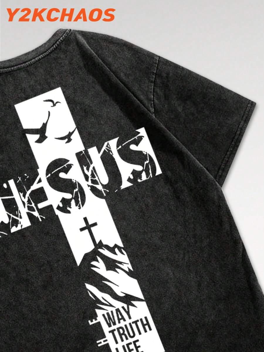 Step back into the Y2K era with this playful unisex tee featuring a bold Jesus cross print. Crafted from soft cotton, it offers comfy wear for all-day street style adventures. Perfect as a trendy gift or a standout piece in your casual wardrobe, this shirt adds a touch of retro charm wherever you go.