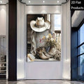 Western cowboy hat and boots canvas art in hallway mockup