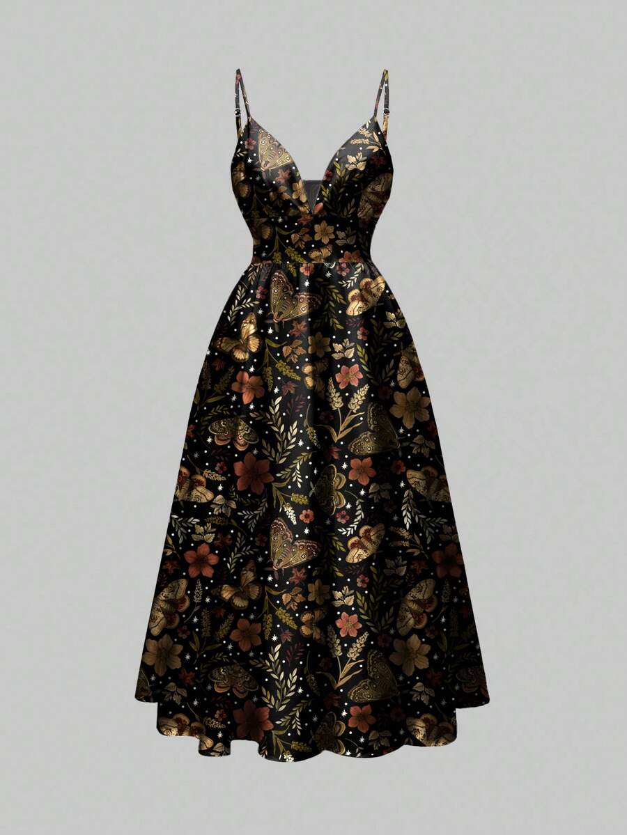 Step Into a Fairytale with Our Romantic Dark Purple &amp; Blue Fairycore Dress!

Embrace the enchanting aesthetic of the forest with this dreamy, ethereal masterpiece. Drenched in deep, mystical hues of dark purple and blue, this dress is designed for those who want to carry a touch of magic with them on every summer journey or whimsical getaway.

Enchanting Butterfly &amp; Leaf Print: The delicate nature-inspired motifs create a captivating, mystical look that perfectly captures the "Fairycore" spirit, mak