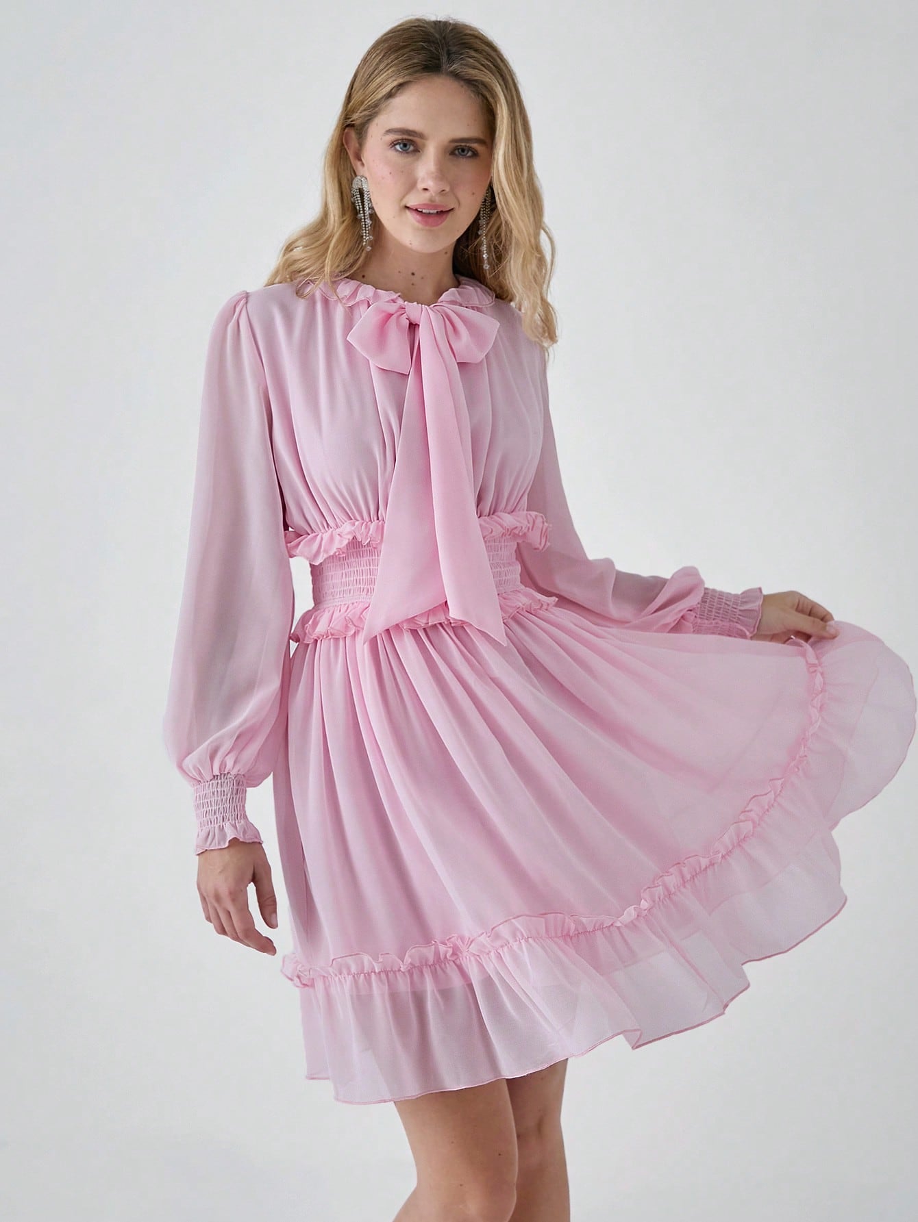 Fall in love with our Romantic Fall Dress! The elegant pink neckline is perfect for date night, while the lantern sleeves add a touch of whimsy. The ruffled waist creates a flattering silhouette. Say yes to romance (and fashion)!