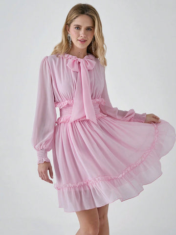 Fall in love with our Romantic Fall Dress! The elegant pink neckline is perfect for date night, while the lantern sleeves add a touch of whimsy. The ruffled waist creates a flattering silhouette. Say yes to romance (and fashion)!