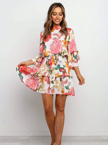 Get ready to turn heads in this elegant spring/summer style! Our Romantic Floral Ruffle Dress features a stunning floral pattern and playful ruffle details, perfect for any romantic occasion. Embrace your feminine side and stand out from the crowd with this must-have dress!