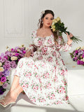 Fall in love with this charming A-line dress! With its romantic French ditsy floral print and elegant square neck, this dress is perfect for a romantic autumn day. The long sleeves add a touch of warmth, making it a versatile choice for any occasion. Bonjour, chic!