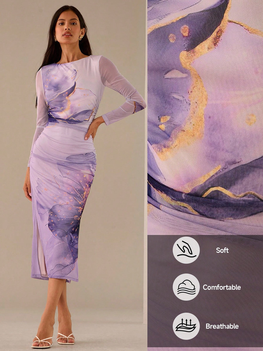 Float through your day in this Romantic Lilac Floral Print Midi Dress. With its graceful long sleeves and soft lavender hues, it’s crafted to bring out your playful, elegant side. Perfect for twirling at brunch or catching eyes at your next garden party, this dress blends charm and comfort effortlessly. Embrace the floral fantasy and make every moment a little more magical.