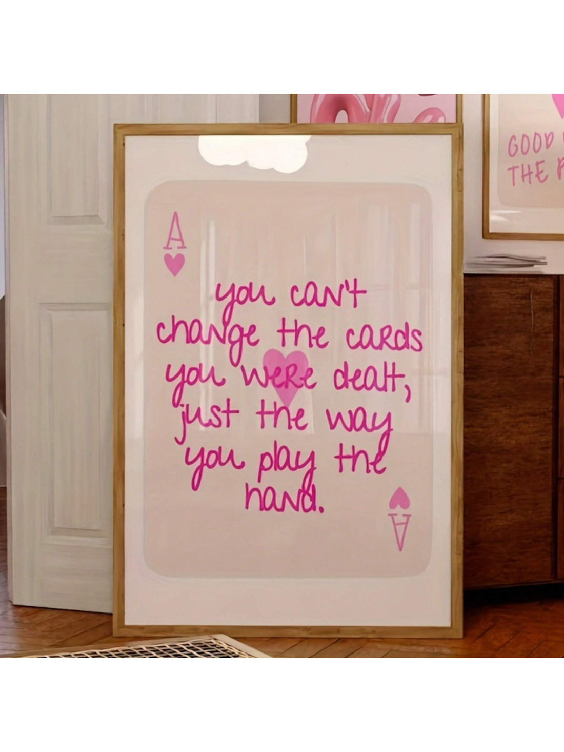 Transform your bedroom into a vintage and girly escape with our Romantic Pink Ace Card Canvas Wall Art. This unique piece adds a playful touch with its quirky design, perfect for anyone who doesn't take themselves too seriously. Turn your walls into a conversation starter with this charming and stylish decor.