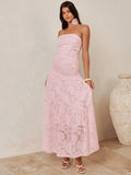 A Romantic Pink Jacquard Maxi Tube Dress for Women offers a stunning botanical texture and a sleek strapless silhouette to ensure you look breathtaking. The sophisticated floral weave and floor-sweeping length provide a high-end aesthetic that is perfect for spring garden weddings or romantic sunset dates. 