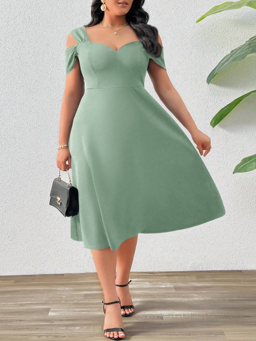 Twirl into spring with effortless elegance in this enchanting French purple A-line dress. The romantic off-shoulder neckline and flattering V-neck create a dreamy silhouette that celebrates your curves beautifully. Perfect for date nights, garden parties, or any gathering where you want to feel absolutely radiant. The flowing A-line cut offers comfort and movement, while the rich purple hue adds a touch of sophisticated charm. Designed for plus-size figures, this dress combines timeless romance with modern 