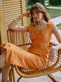 Step into sunshine and charm with the Romantic Vacation Ruffle Trim Eyelet Dress. Its delicate eyelet fabric and flirty ruffle trim create a breezy, feminine look perfect for carefree days and dreamy evenings. Lightweight and effortlessly stylish, this dress invites you to twirl through your vacation with playful elegance.
