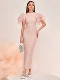  Ruffle Sleeve Jacquard Dress - Perfect for Any Occasion