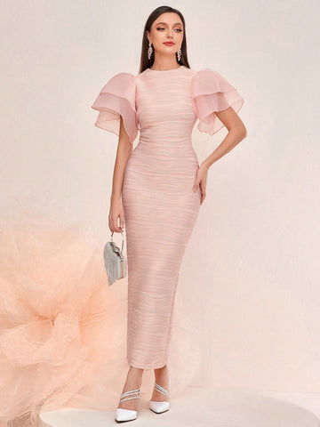  Ruffle Sleeve Jacquard Dress - Perfect for Any Occasion