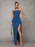 Get ready to elevate your summer style with our Ruffled High-Slit Strapless Denim Dress! This playful and quirky dress features a trendy ruffled design and a high-slit for a flirty touch. Perfect for any summer occasion, this dress will make you stand out and have fun while doing it!