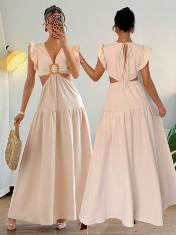 Get ready to turn heads this summer with our playful Ruffled Waist V-Neck Vacation Dress. The short cap sleeves and slimming style make it perfect for any summer occasion. Dress it up or down, either way, you'll be the talk of the town! (No pun intended...or was it? 😉)