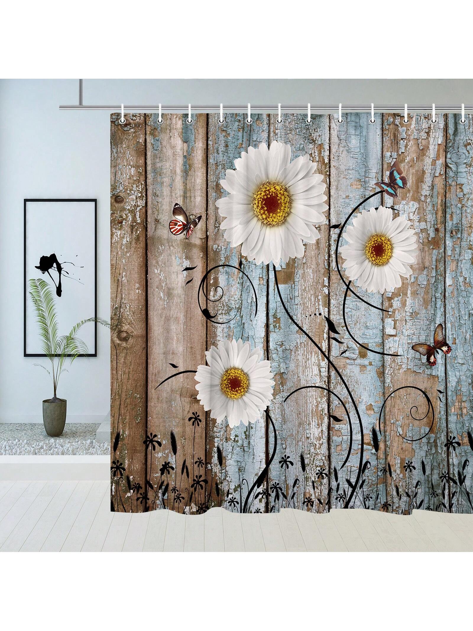 Add a touch of vintage charm to your bathroom with our Rustic Daisy Floral Shower Curtain. Featuring a rustic yet elegant floral design, it adds a cozy country feel to your space. Transform your bathroom into a cozy retreat with this charming addition.
