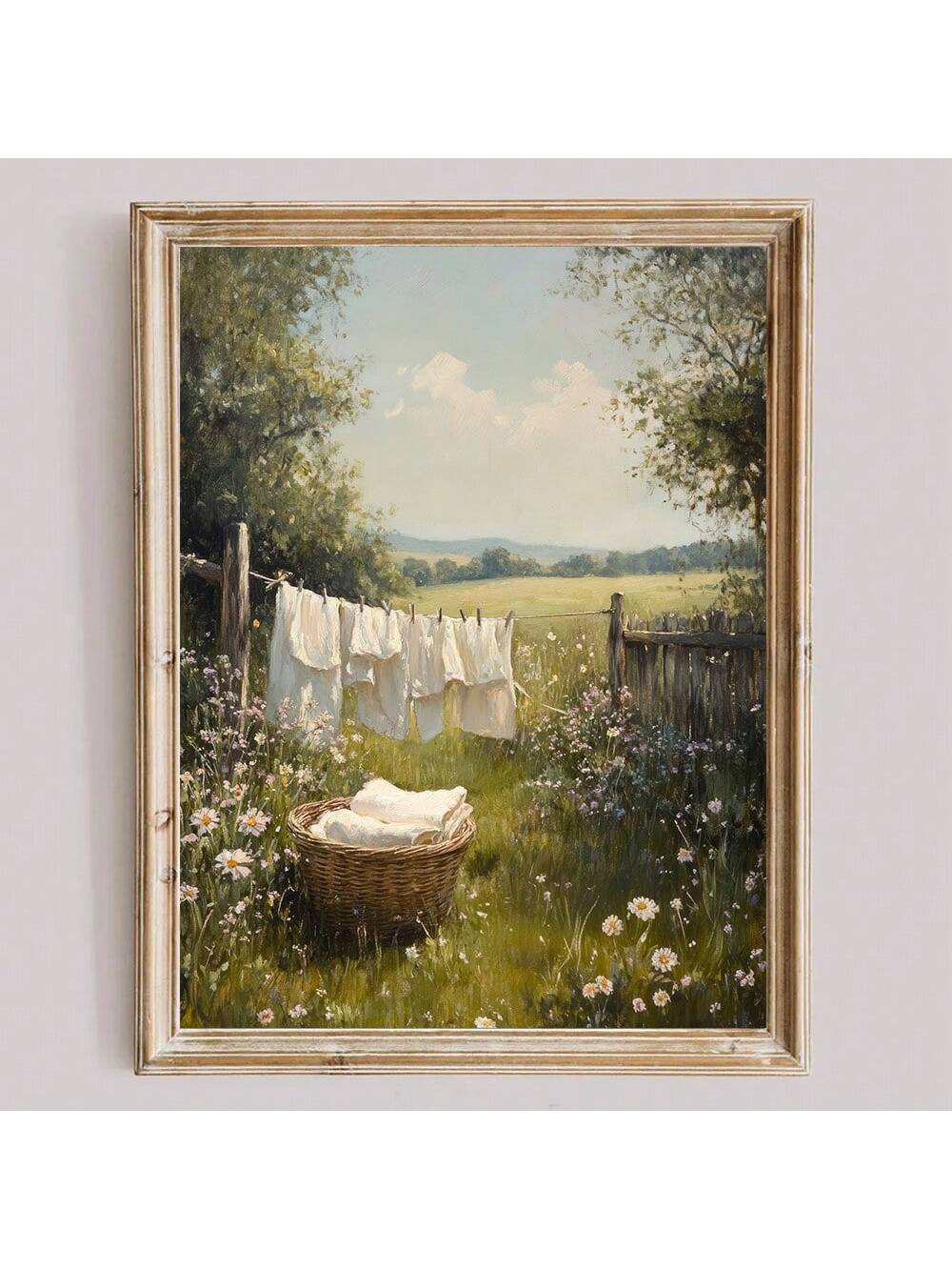 Bring a touch of countryside charm to your walls with this delightful rustic farmhouse canvas print. Featuring a whimsical laundry day scene, it captures the cozy, nostalgic vibes of simpler times—perfect for adding character to bedrooms, bathrooms, or laundry rooms. The vintage-inspired artwork blends seamlessly with farmhouse, cottage, or eclectic decor styles, while its warm, inviting aesthetic creates an instant focal point. Whether you're a farmhouse enthusiast or simply love the charm of vintage aesth