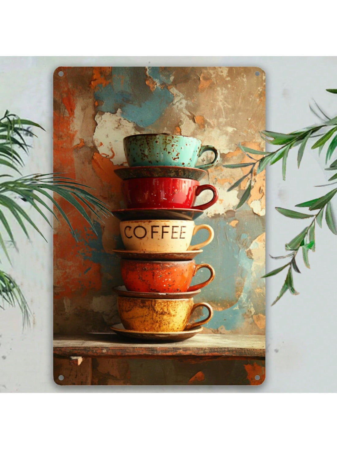 Add some charm to your space with this Rustic Vintage Stacked Coffee Cup Wall Art! Made of durable iron, this plaque adds a touch of whimsy to any home, café, or garden decor. Show off your love for coffee in a unique and playful way.