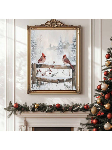 Bring a burst of festive cheer to your space with this Rustic Winter Cardinal Canvas Wall Art. Featuring a vibrant red cardinal perched amid snowy branches, this charming painting adds a cozy, nature-inspired touch to any home or office. Its warm, rustic vibe invites you to celebrate the magic of winter while brightening up your décor in a delightfully playful way.