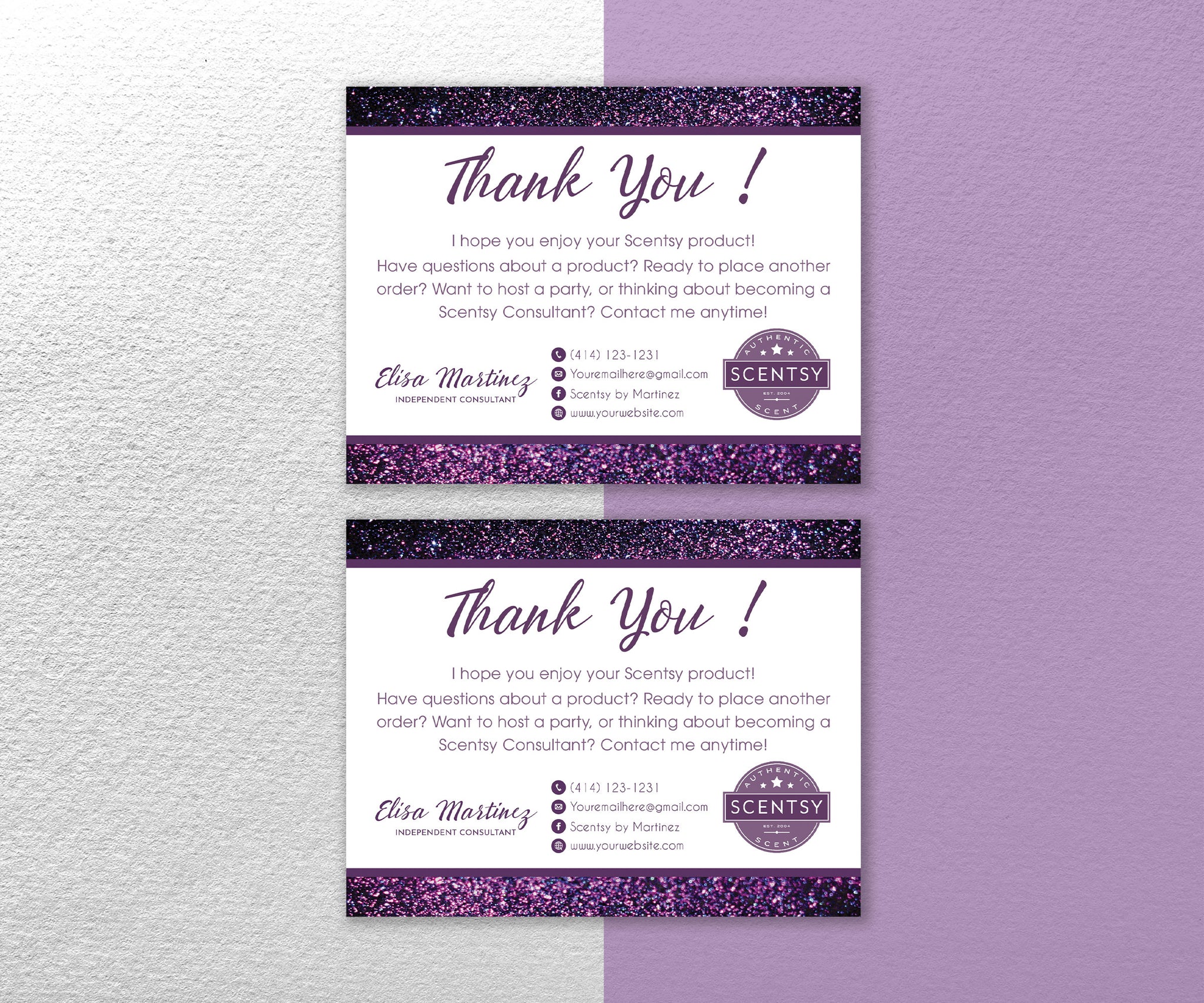 Scentsy Thank You Card Purple Style, Personalized Scentsy Business Cards SS02