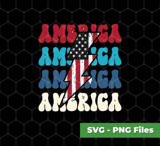 America, Flash America, American Flag, July 4th, Svg Files, Png Sublimation