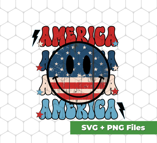 America, American Smiley, Smile Icon, America Smile, Svg Files, Png Sublimation