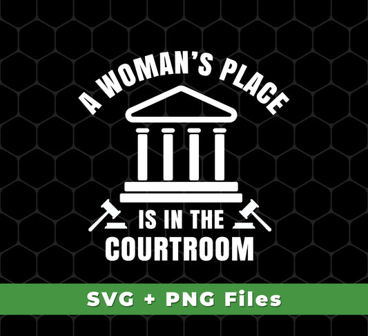 This A Woman's Place Is In The Courtroom svg file and png sublimation design is the perfect way to show your support. Each file is high resolution and perfect for all kinds of projects, from home décor to apparel and more. Show your strength and courage with this inspiring design!