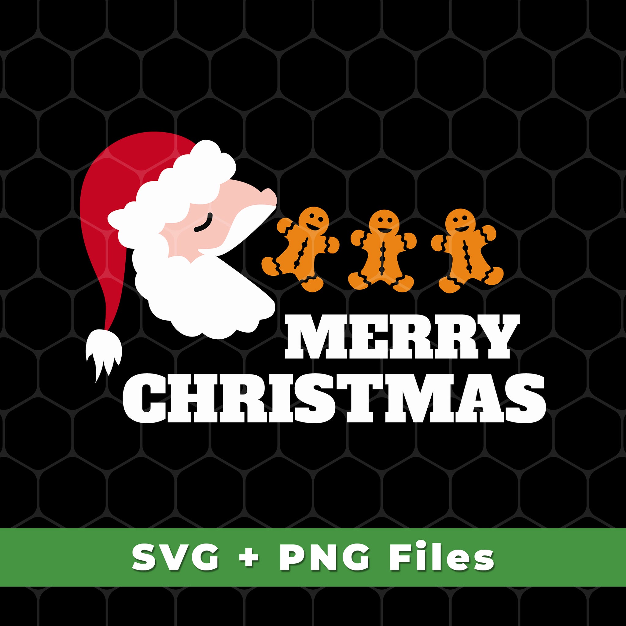 Merry Christmas, Santa Claus, Santa Pacman, Gingerbread, Svg Files, Pn ...