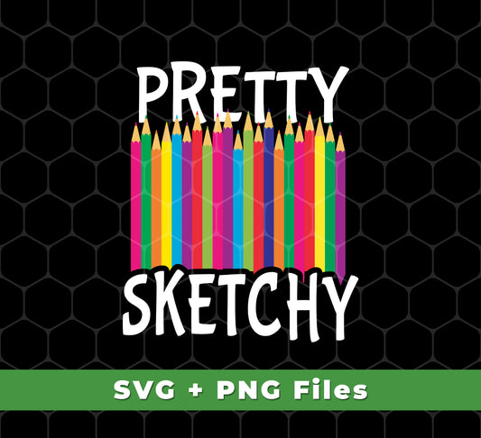 Pretty Sketchy, Color Pencils, Colorful, Sketching, Svg Files, Png Sublimation