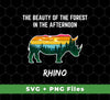 The Beauty Of Forest In The Afternoon Is Rhino, Retro Rhino, Svg Files, Png Sublimation