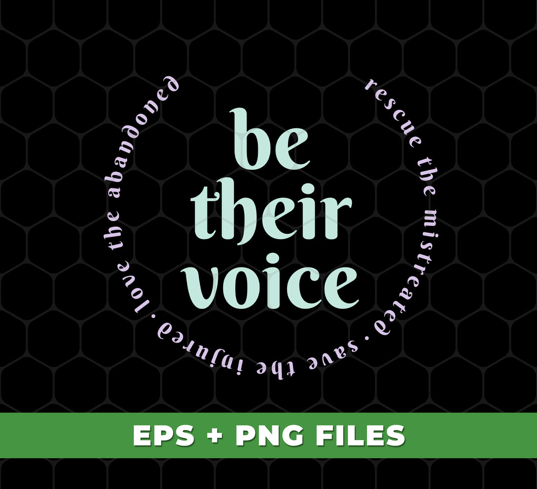 Empower yourself to advocate for the voiceless, rescue the animals in need, heal the injured, and love the abandoned with our digital file set. These reusable Png files allow you to show your support for animal welfare and make a positive impact. Take action and spread awareness with Be Their Voice, Rescue The Mistreated, Save The Injured, Love The Abandoned.