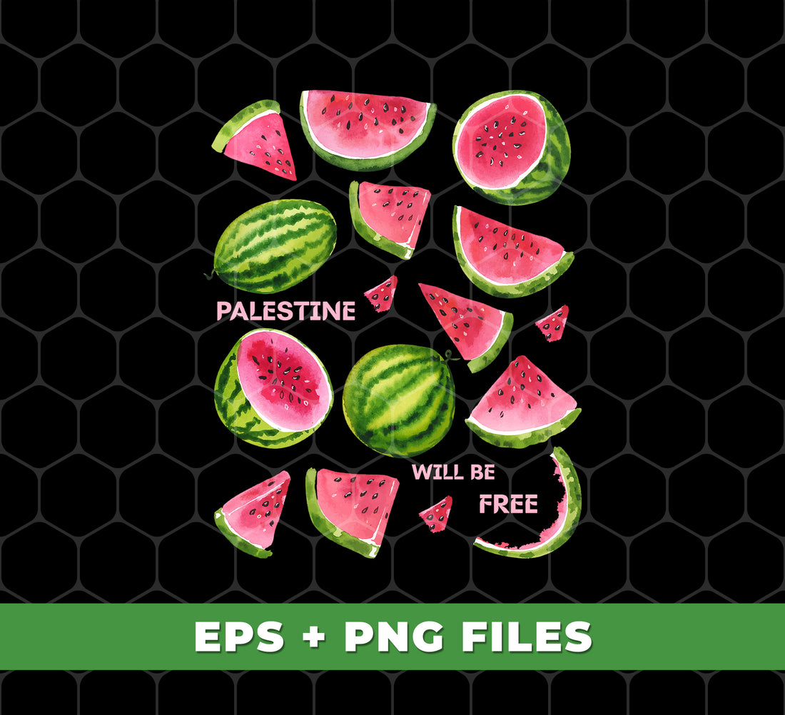 This digital file set features powerful statements - Palestine Will Be Free, Support Palestine, Stand With Palestine - in clear and crisp PNG format. Show your support for the Palestinian cause and create eye-catching designs with these versatile sublimation graphics.