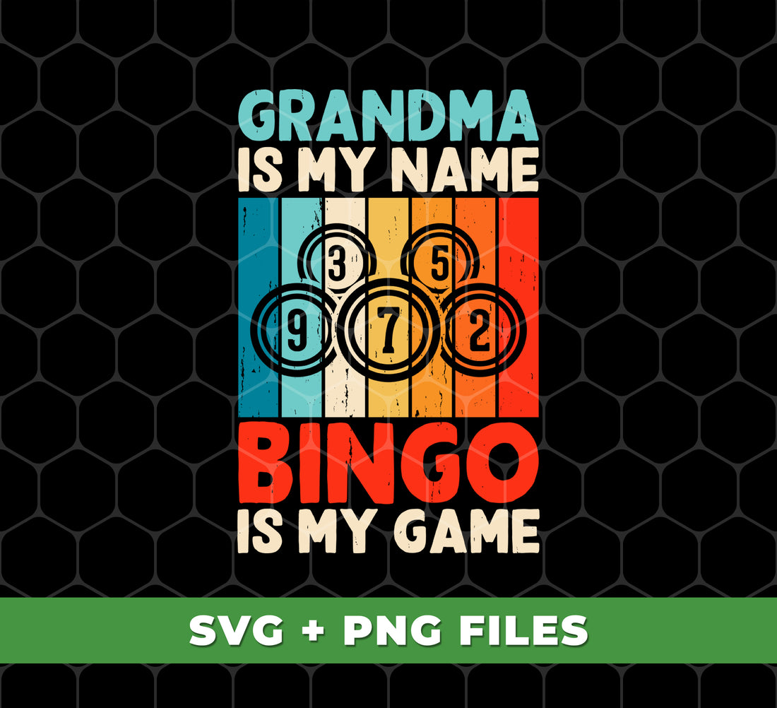 Get ready to show off your love for bingo with our "Grandma Is My Name, Bingo Is My Game" retro bingo design! This digital file features a high-quality PNG sublimation, ensuring a crisp and clear print for all your bingo needs. Perfect for any bingo enthusiast, whether you're a grandma or just love the game.