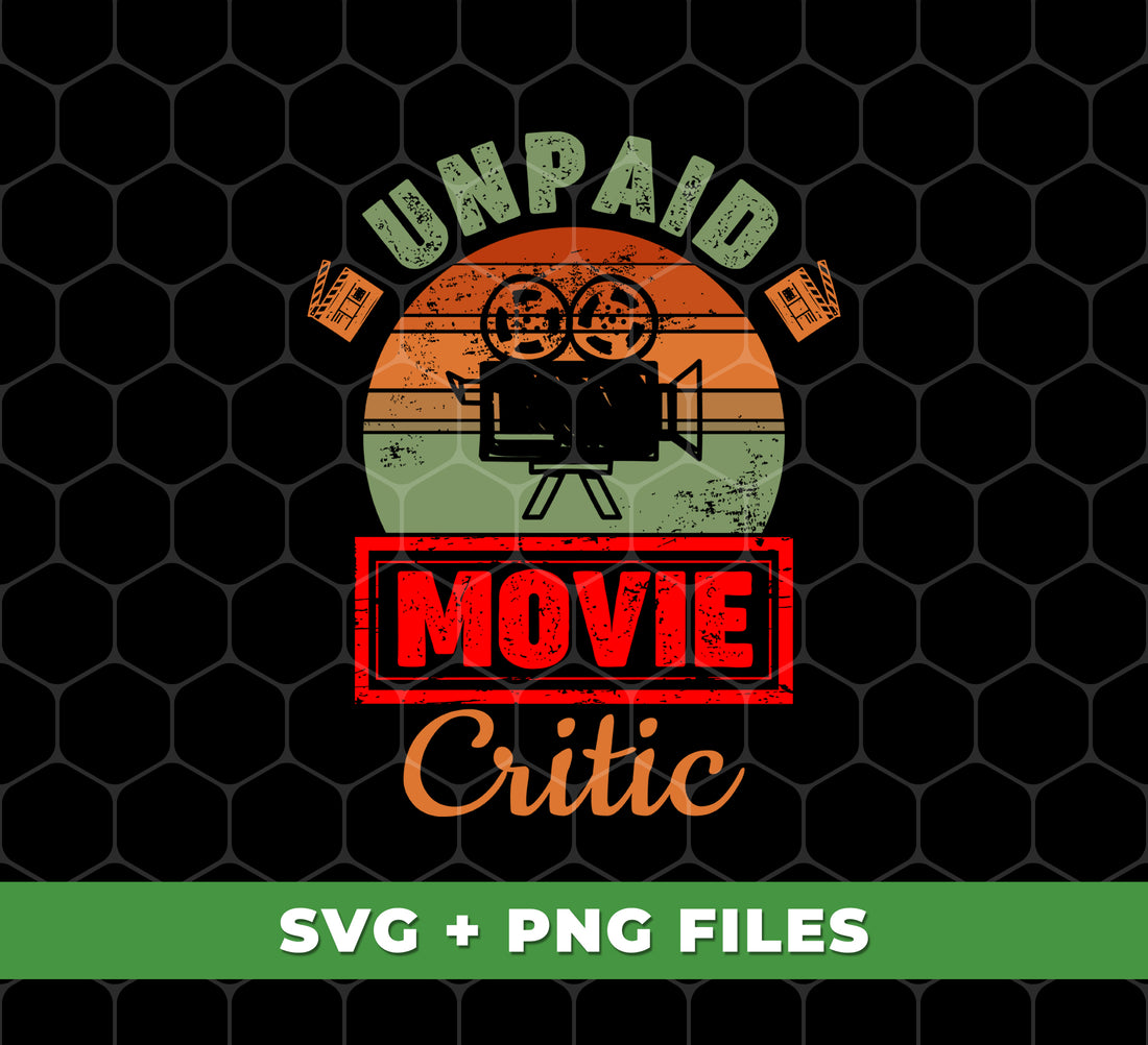 Get a retro movie vibe with our Unpaid Movie Critic Digital Files! This camera silhouette design is perfect for any film lover, making it a unique addition to any collection. Use it for sublimation projects and add some vintage charm to your creations.