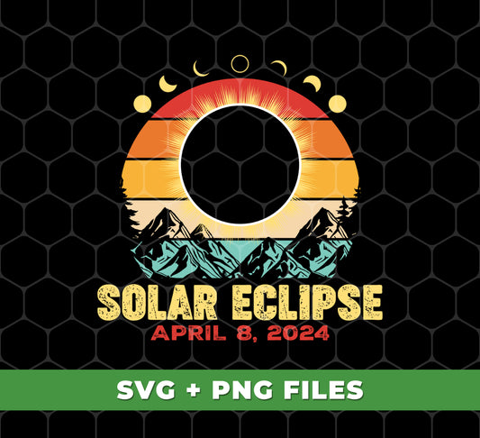 Solar Eclipse, Eclipse April 8, Retro Eclipse, Science Lover, Digital Files, Png Sublimation