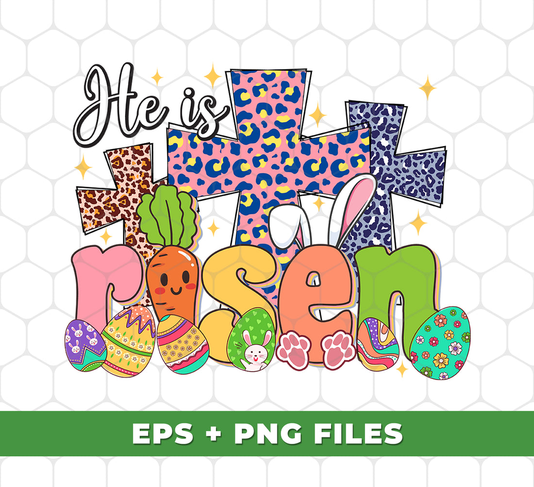 Celebrate the Easter season with these digital files featuring powerful messages of hope and faith. "He Is Risen" and "Leopard Risen" designs add a touch of inspiration to your holiday projects. Perfect for sublimation and available in high-quality PNG format.