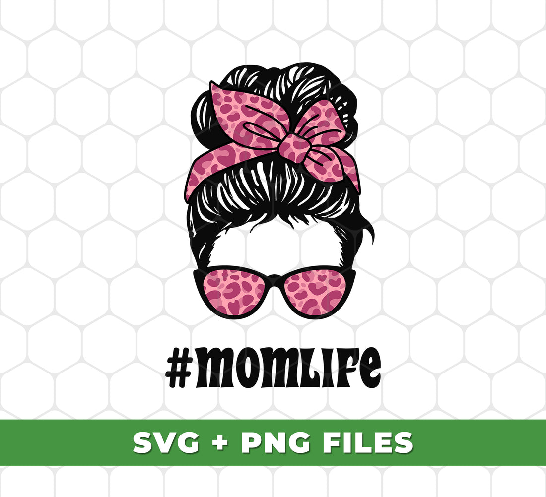 Show off your fabulous mom style with this Pink Leopard Mess Bun Mom design, perfect for Mother's Day! Digital files in PNG format make it easy to use on any project. Get your momlife on with this one-of-a-kind gift!