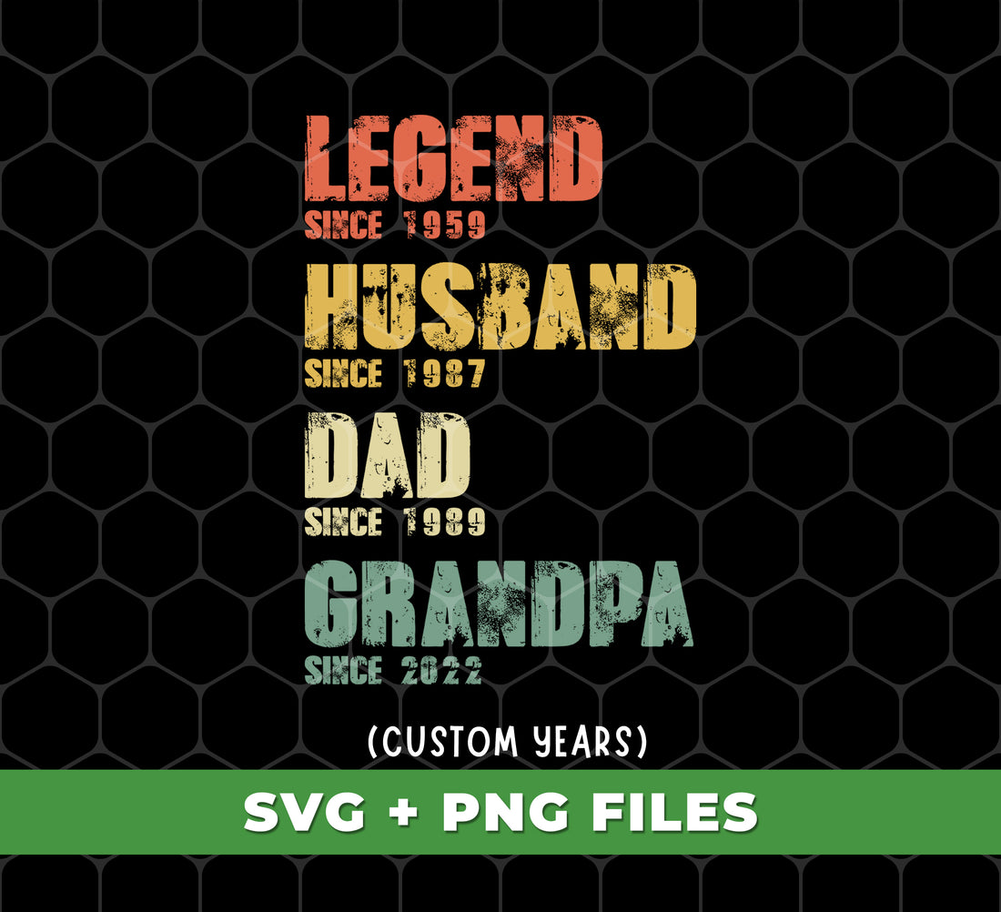 Introducing our Legend, Husband, Dad, Grandpa Retro Dad Father's Day gift. These digital files in PNG format are perfect for sublimation and will make any dad feel like a legend. Show your appreciation for all the men in your life with this unique and retro design.