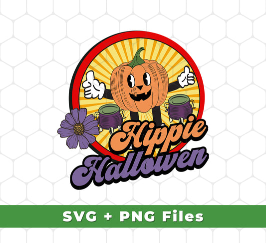 Hippie Halloween, Groovy Halloween, Groovy Pumkpin, Svg Files, Png Sublimation