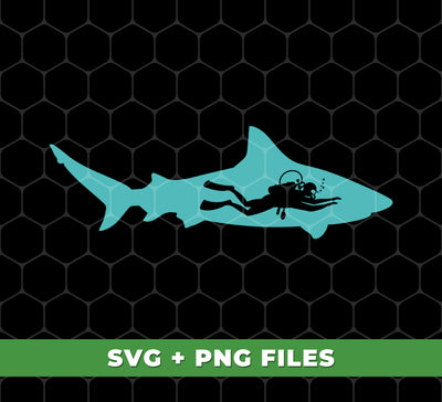 Diving Gift, Diving Silhouette, Shark Lover, Diver Gift, Digital Files, Png Sublimation