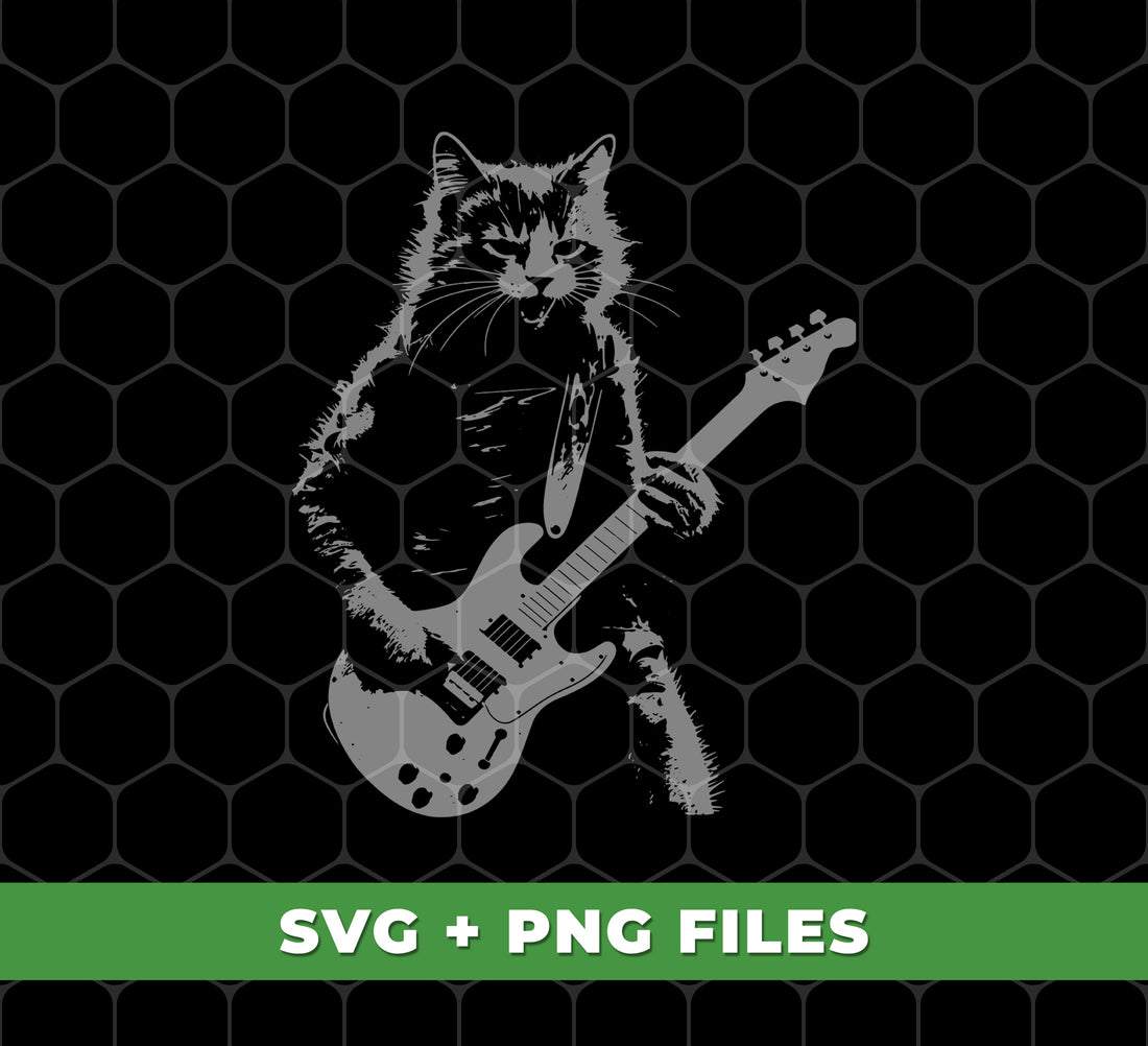 Cat Artist, Cat Guitarist, Love Music, Love Guitar, Music Lover, Digital Files, Png Sublimation