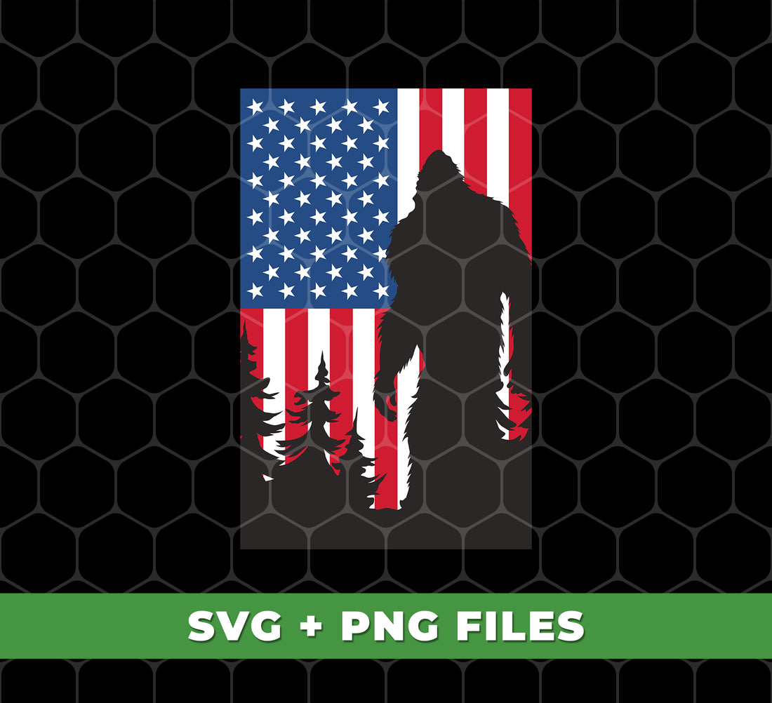 Big Foot American, Big Foot Silhouette, America Flag, Digital Files, Png Sublimation