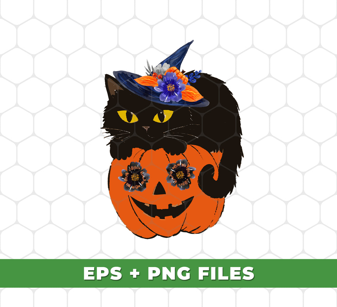 Black Cat On Pumpkin, Happy Halloween, Black Cat Halloween, Digital Files, Png Sublimation