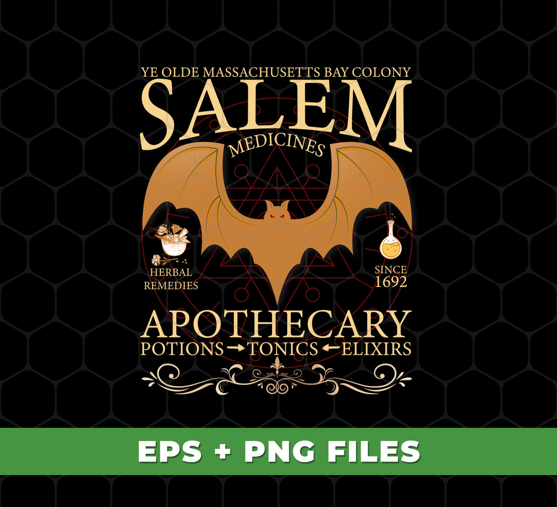 Salem Medicines, Salem Apothecary, Retro Halloween, Salem Witches, Salem 1692, Digital Files, Png Sublimation
