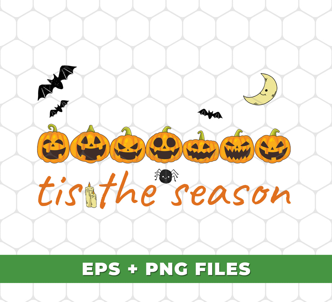 Tis The Season, Happy Halloween, Spooky Season, Pumpkins With Bats, Halloween Gift, Digital Files, Png Sublimation