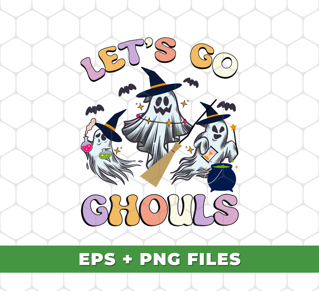 Let's Go Ghouls, Vintage Halloween, Retro Fall Halloween, Spooky Season, Vintage Ghost, Digital Files, Png Sublimation